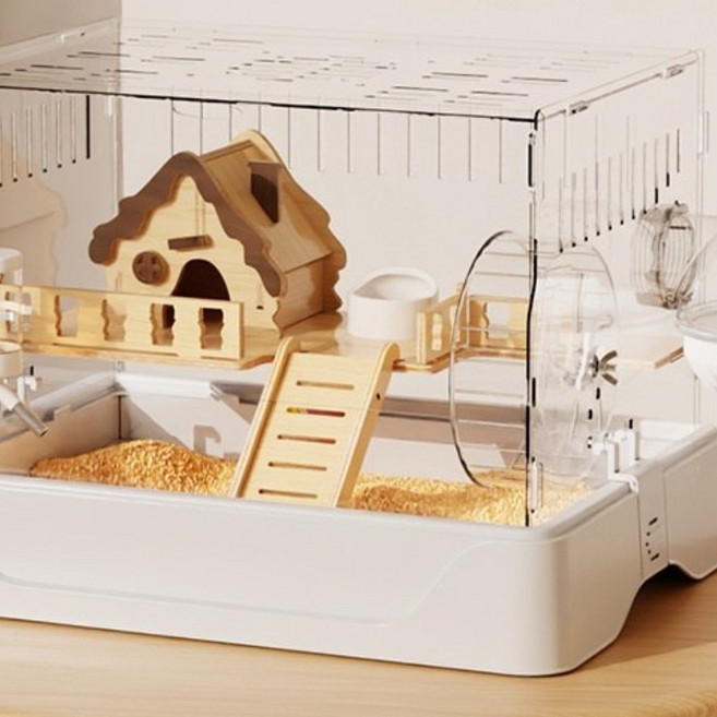 style dr 햄스터케이지 투명한 햄스터 집 대형 고급 빌라 미니펫하우스, 1개, 흰색