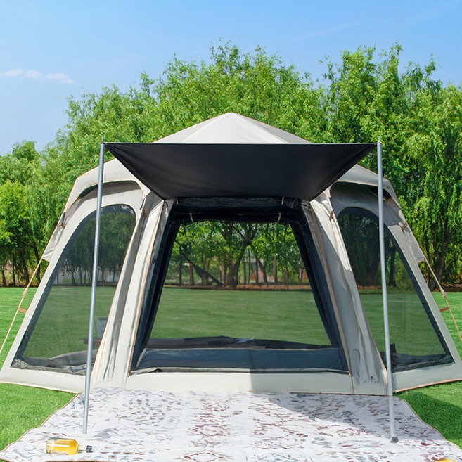 이고웰 올라운드뷰 원터치 자동 육각텐트 5~6인용, 탄(Tan)색