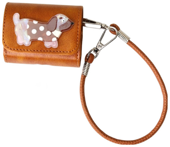 루톰 갤럭시 버즈3 / 버즈3프로 케이스 가죽 닥스훈트 키링, 브라운, 1개