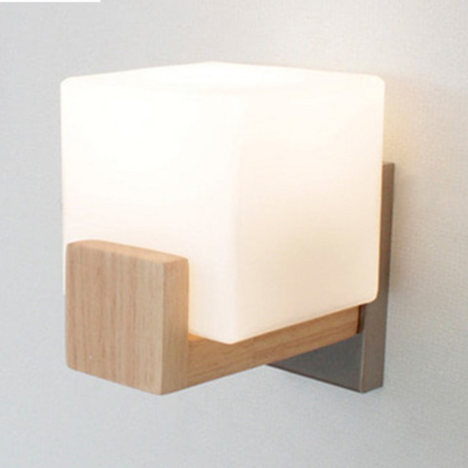 더쎈 우드 큐브 1등 벽등 E17 DS, 우드바디 2개