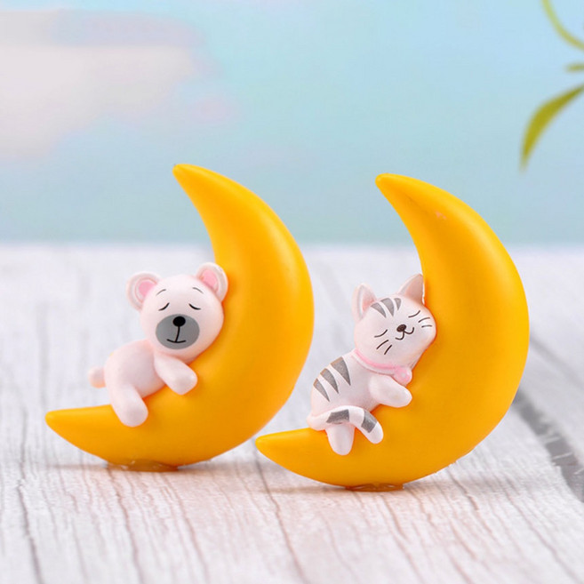 미스토토 테라리움재료 달위에 잠든 아기동물 동물피규어 4종세트, 1세트