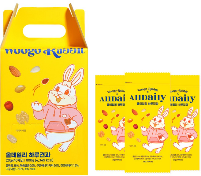 우고래빗 올데일리 하루견과, 40개, 20g