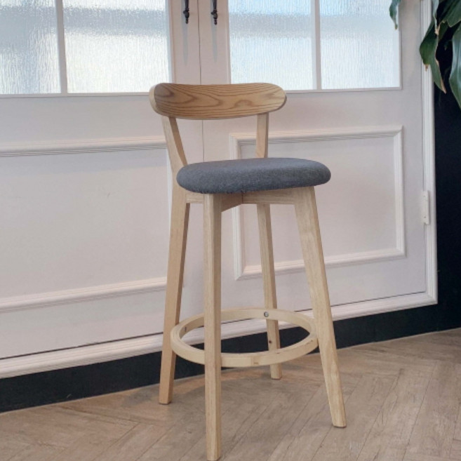 코지테일러 원목 아일랜드 식탁 의자 패브릭 홈바의자 바텐의자 B49, 그레이-커버1포함, 1개