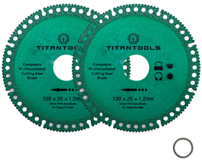 다이아몬드 그라인더날 1+1 Diamond Cutting Wheel 슬라이딩톱날 금속 철근 스틸 커팅 앵글 그라인더 잘단 휠 타이탄툴스, 두께 1.2mm X 2pcs, 2개