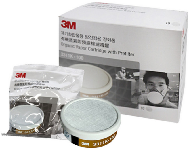 3200 마스크 방진 방독 정화통 3311K-100 산업용 산업마스크필터 필터 안전필터, 1개