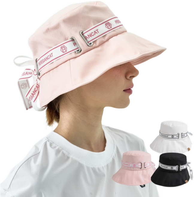 페르시안캣 여성용 리본 포인트 골프 버킷햇 P52WCP66, 핑크, 1개