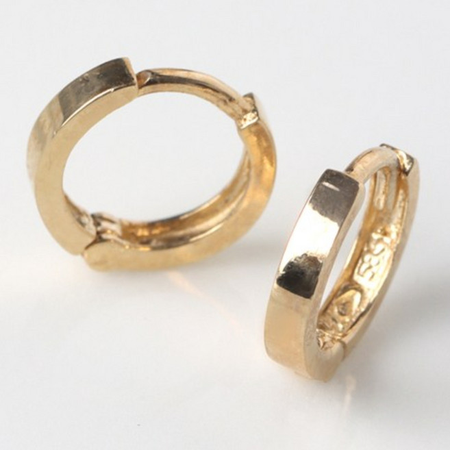 오로프 전체 14K 금 6mm 심플리 귀찌 링 귀걸이 1쌍 (H094)