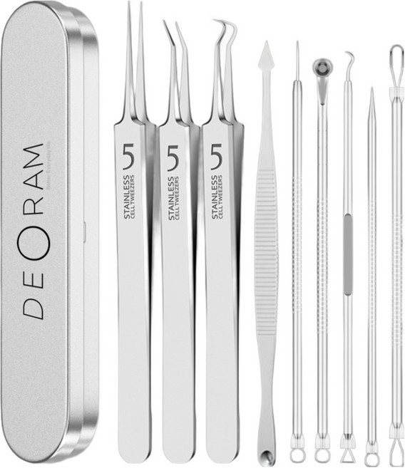 데오람 전문가용 블랙헤드 코피지 여드름 압출기 9종세트, 1