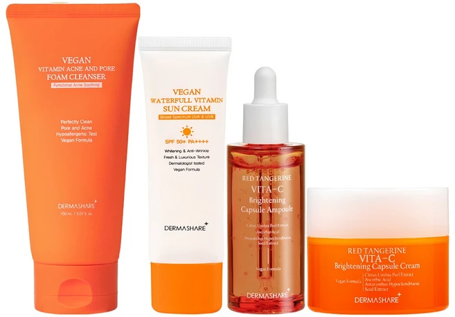 더마쉐어 비건 비타민 폼 클렌저 150ml+비타민 선크림 50g+비타씨 캡슐 앰플 50ml+비타씨 캡슐 크림 50ml+허니립밤(사은품), 1개 - 쿠팡