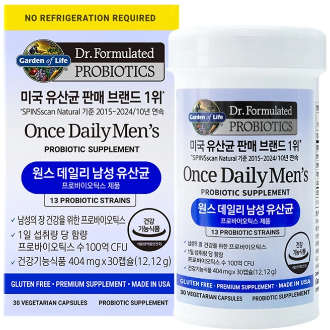 가든오브라이프 닥터포뮬레이티드 원스 데일리 남성 유산균 12.12g, 30정, 1개 - 쿠팡