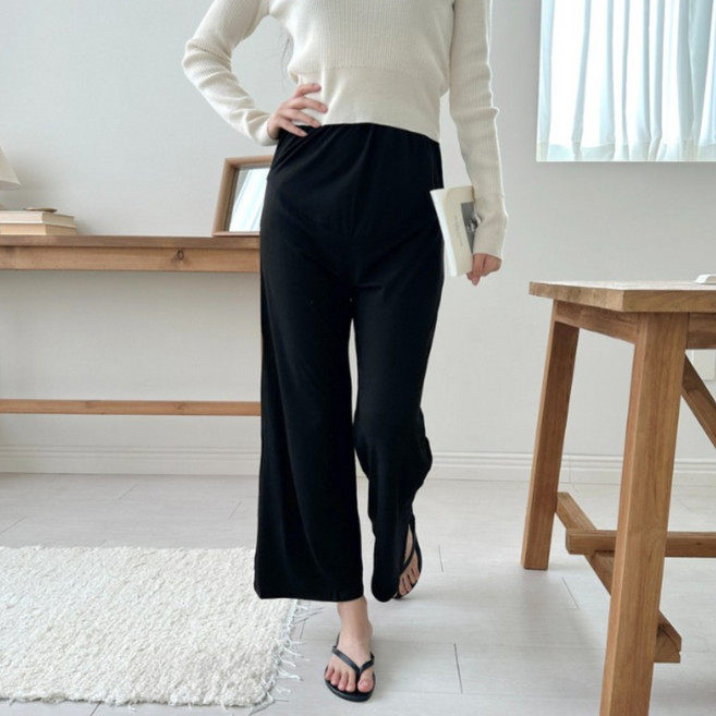 미니멀모다 임산부 허리밴딩 와이드 팬츠 감응벨트 임부복 바지