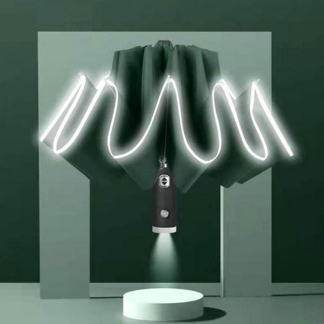 3단 자동 조명 거꾸로 우산 LED 투명 장우산 거꾸로 장우산 USB충전식 선풍기 우산