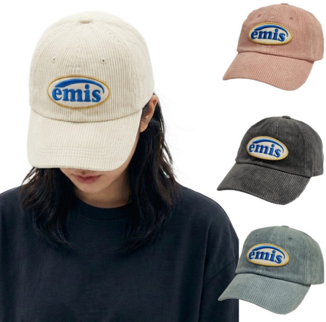 [국매정품] 이미스 모자 코듀로이 와펜 로고 볼캡 연예인 커플 야구모자 + 모자 집게