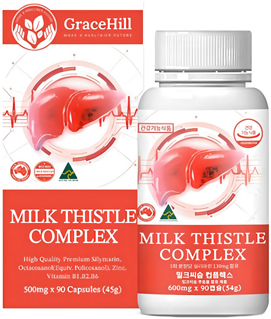 그레이스힐 호주 밀크씨슬 컴플렉스 600mg 90캡슐 3개월 간 건강, 1개, 90정
