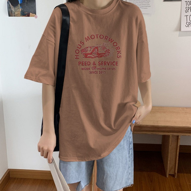 韓版寬鬆短袖T恤女 慵懶風 oversize 中長款 學生
