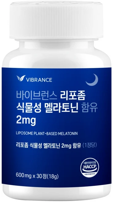 바이브런스 이중배합 식물성 멜라토닌 2mg 미국산 리포좀 원료 함유, 1개, 30정 - 쿠팡
