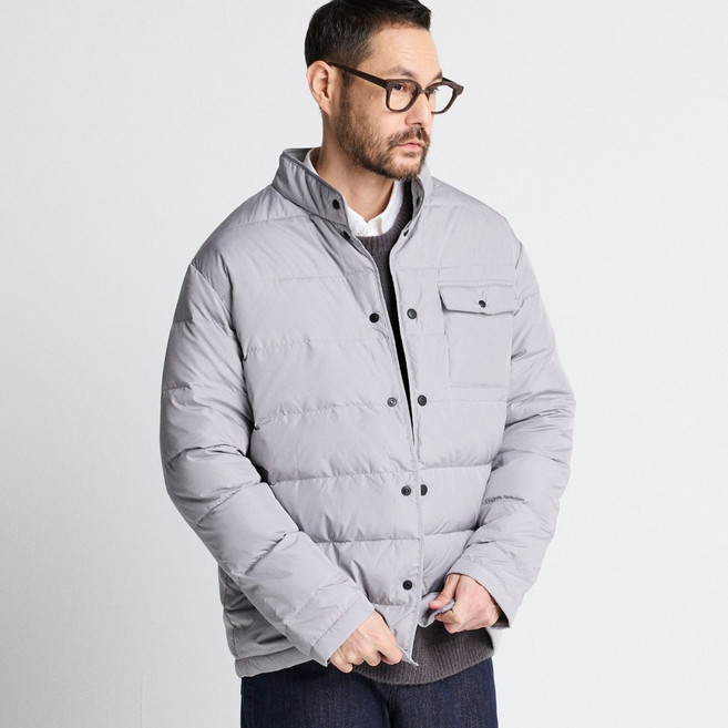 [STCO] 남성 하이넥 생활방수 경량 덕다운 퀼팅 점퍼 클래식핏 그레이