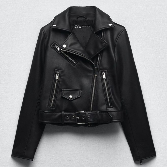 ZARA 자라 에코 레더 바이커 라이더 크롭 가죽자켓