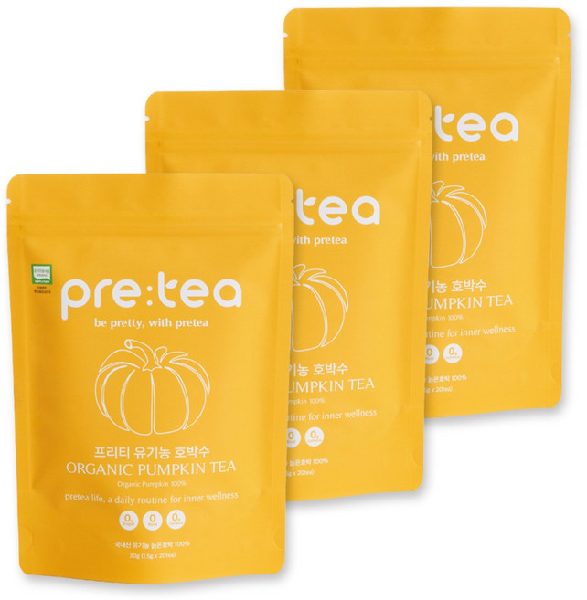 프리티 유기농 호박수 호박차 카페인없는 100% 국내산 늙은호박, 1.5g, 3세트, 20개입