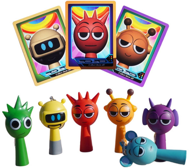 스프런키 sprunki 랜덤 피규어 1+카드 3개 혼합 색상 세트, 1세트