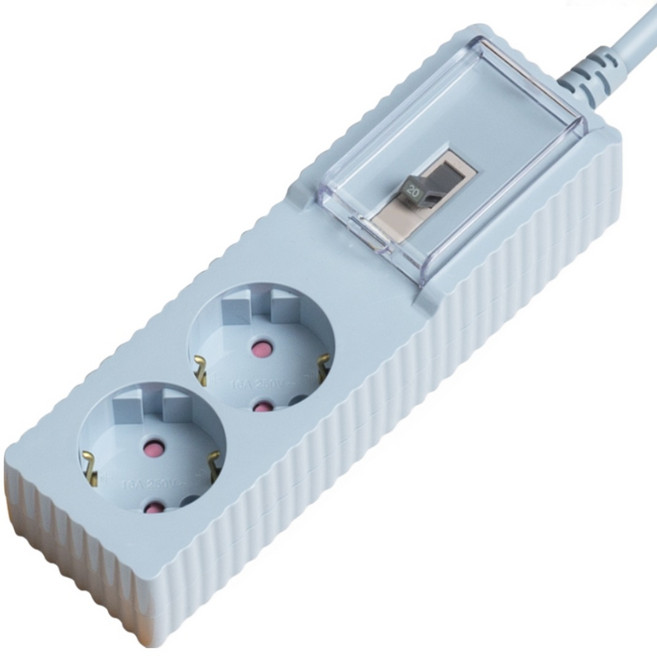 웨이브 자동소화 고용량 멀티탭 과부하차단 2구 50cm 1.5m 3m 5m 7m 온풍기 히터 건조기 대용량멀티탭, 5m파스텔블루, 1개