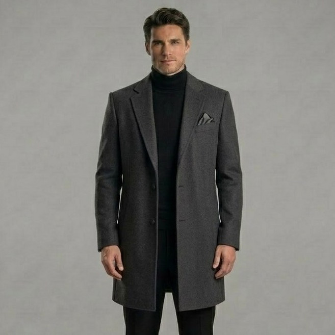 본퀄리티 다크그레이 모직 코트