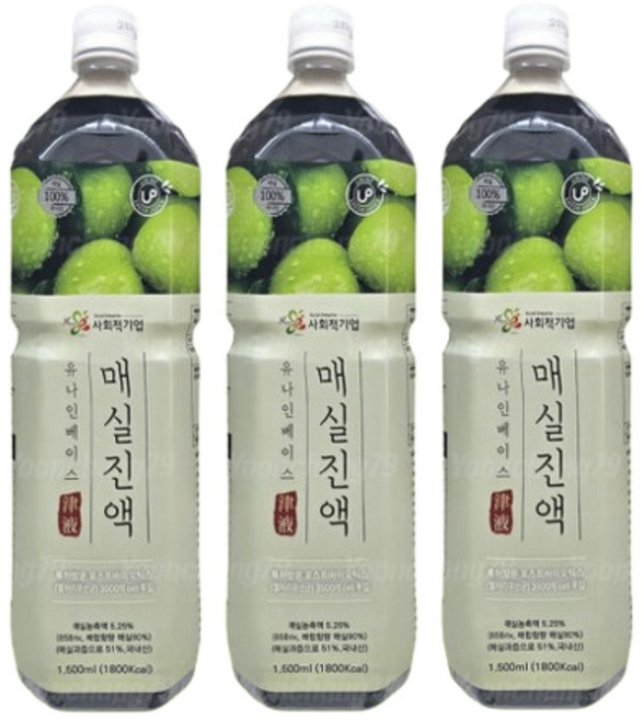 유나인 매실진액 1.5L X 8개 음료베이스 드레싱소스 리뉴얼 업소용 대용량