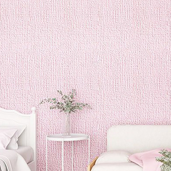 Fowod 린넨 벽지 자체 접착 방수 방습 곰팡이 방지 벽지 벽지 리노베이션 벽 스티커 길이 20m, 분홍색