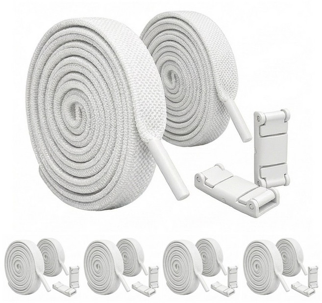 모락 매듭없는 무매듭 탄력 운동화끈 신발끈 + 고정클립 10개 5켤레용