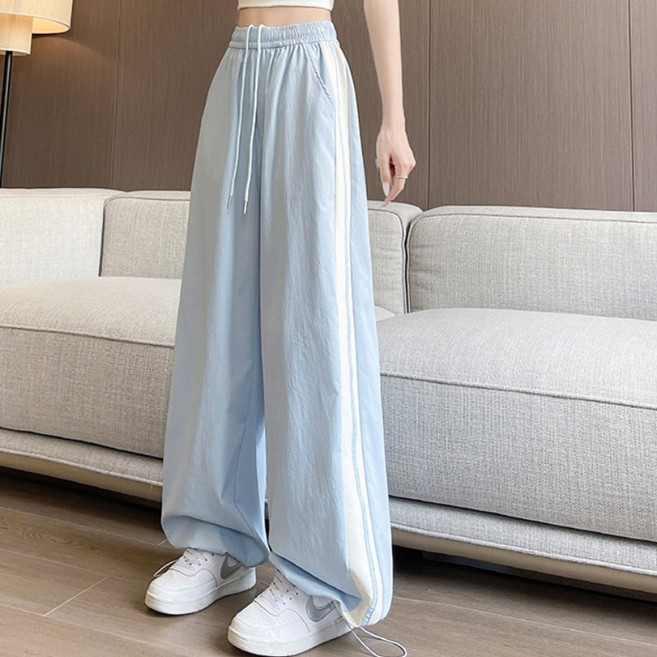 무니유유 사이드라인 바스락 쿨링 가벼운 하이웨스트 조거/와이드 밴딩 트레이닝 팬츠