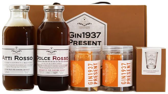 GIN1937 6년근홍삼선물세트 4호 순홍삼액 청 시럽 인절미 꿀홍삼절편 말랭이 샷글라스, 1개, 500ml