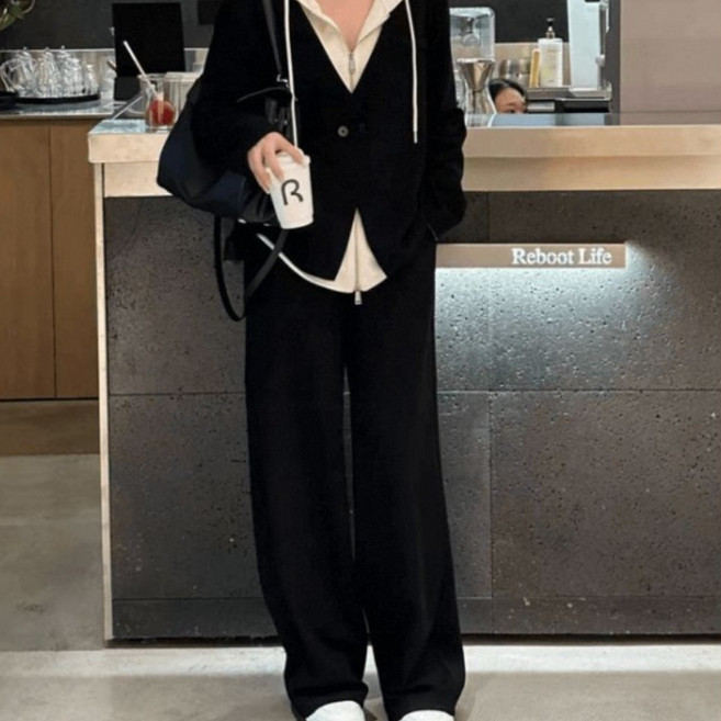 Seofst 여성 봄가을 빅사이즈 레이어드 투피스 세트