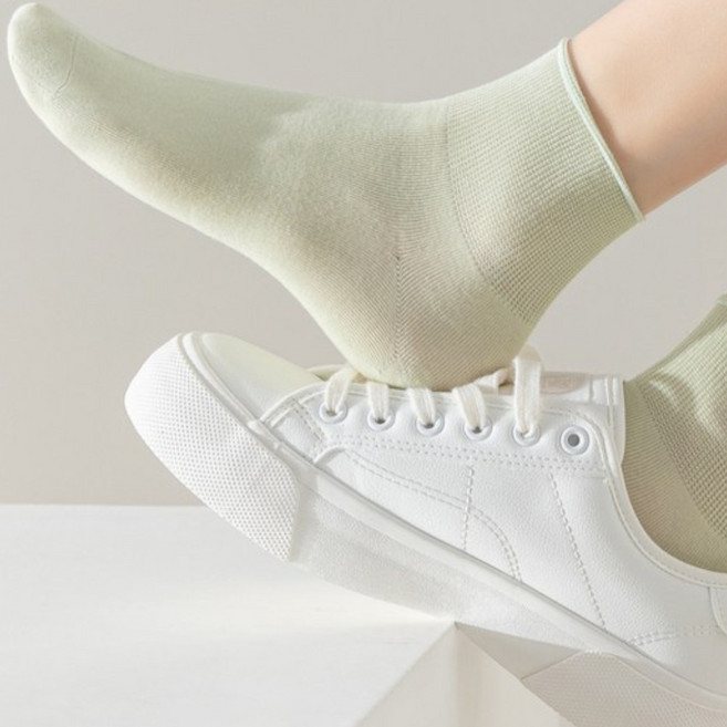 땀 발냄새 흡수 봄 여름 시원한 여성 시스루 무압박 밴딩 발목 양말 5켤레 세트 10Color