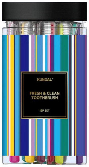 쿤달 딥 클린 항균 이중미세모 칫솔 탄력모, 12개입, 1세트