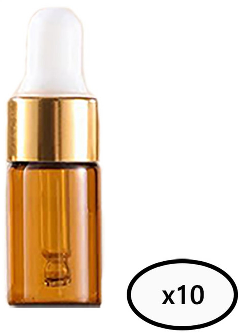 모든유통 갈색 미니 골드링 샘플 스포이드 향수 공병 아로마 유리 용기 10개묶음 1ml 2ml 3ml 5ml, 10개