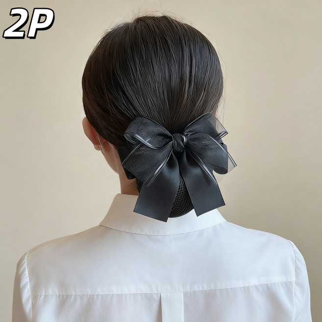 리본올림머리 머리망 여성 헤어망 간호사 승무원 1+1 세트