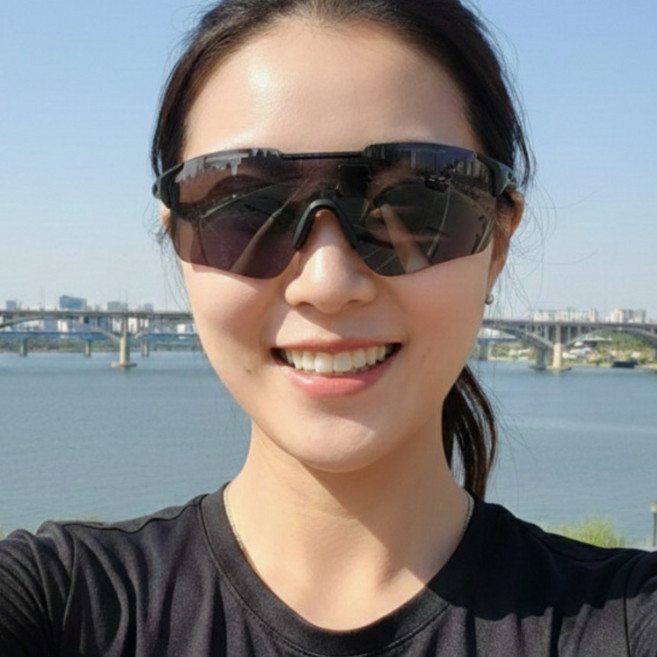 초경량 러닝 스포츠선글라스 자외선차단 편광 23g, 1개, 투명(변색렌즈)블랙