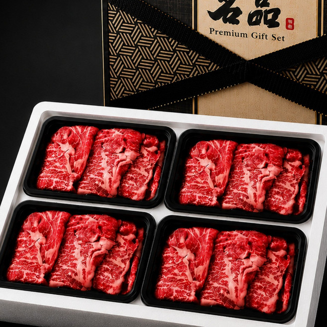 [롯데홈쇼핑] 1등급 한우 소고기 꽃등심 프리미엄 선물포장 세트 (꽃등심 1.2kg), 1세트