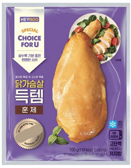 헤이루 닭가슴살 득템 훈제 즉석조리 100g, 12개