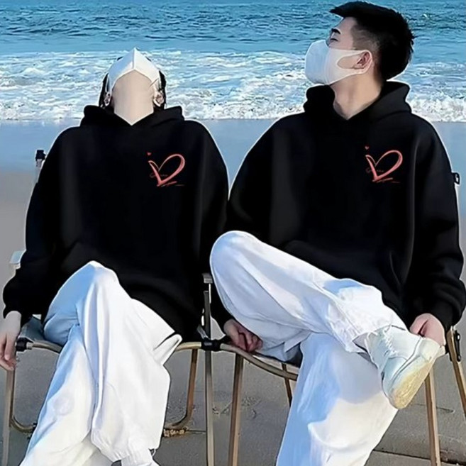 1+1 커플 맨투맨 남녀공용 후드티 커플 후드 맨투맨티 투피스 가을 겨울 커플룩 맨투맨 세트 YSQ