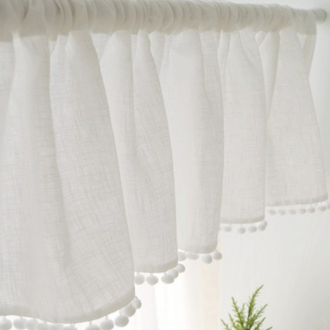 주방 바란스 커튼 창문가리개 폼폼