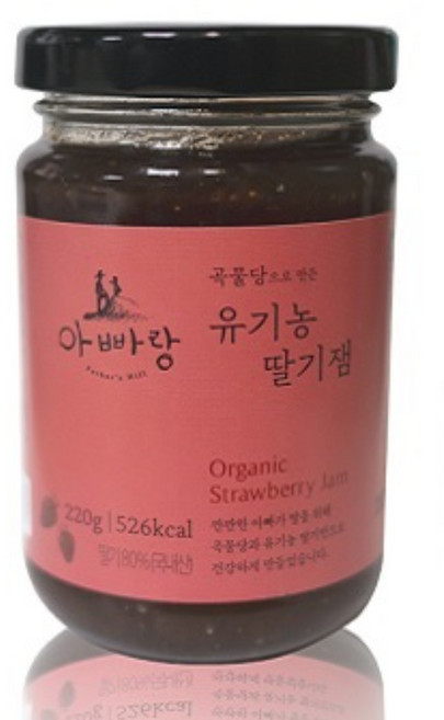 곡물당 유기농 딸기잼 220g 저칼로리잼 과일쨈 설탕없는 잼 임산부 어린이, 3개