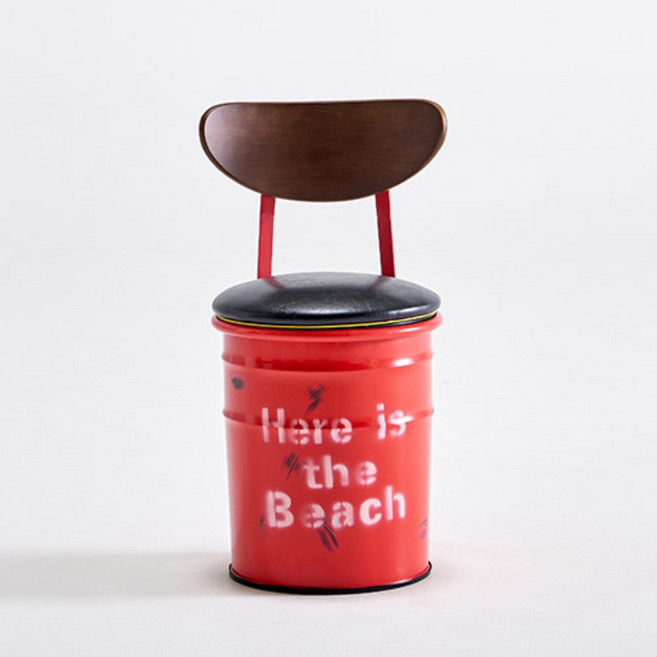가구앤하우스 빈티지 수납 드럼통의자 고깃집 포장마차 포차 인테리어 깡통스툴 등받이의자 수납의자(6가지색상), 빈티지 수납 깡통의자 (레드), 1개