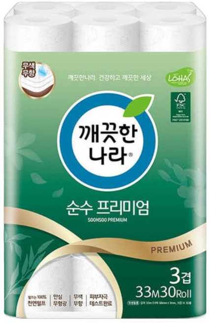 깨) 순수 화장지 33m30롤1팩 +휴대wt10매, 1개, 30개입