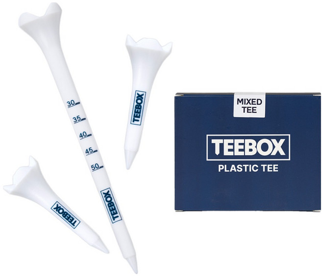 TEEBOX 플라스틱 골프티 눈금 높이 조절 잘 부러지지 않는 어금니 골프티, 1세트, 혼합(롱티30개+숏티10개)