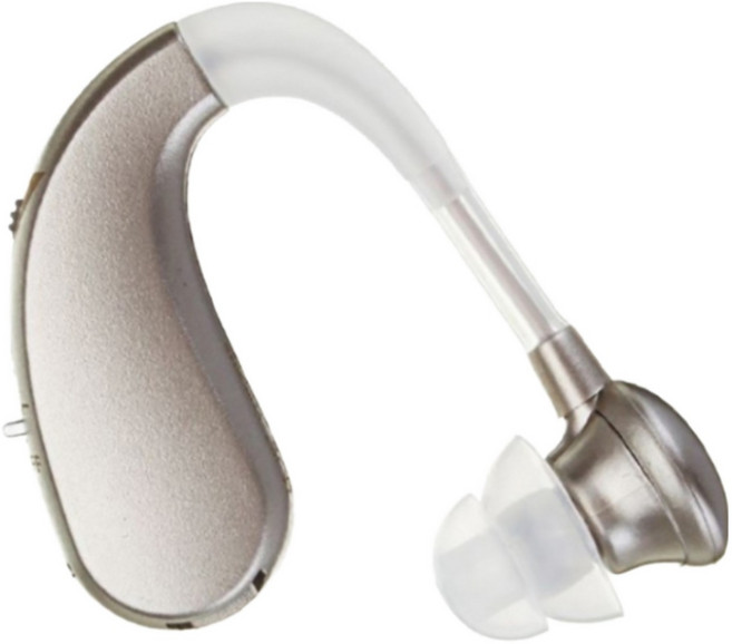 스위스 기술제휴 E-1 귀걸이 보청기 휴대용 충전식 미니 음성 증폭기, 2개, 화이트실버(E-1)