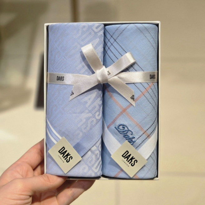 닥스 체크 면 손수건 (선물포장)