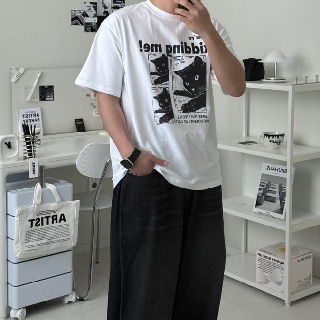 르위 데일리 오버핏 프린팅 반팔티 남녀공용