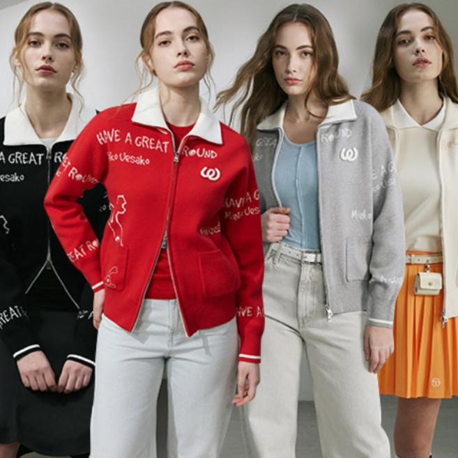 [엠유스포츠] 26SS 여성 자가드 카라 니트 자켓 1종