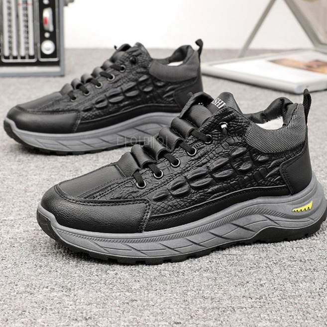 타이메이 면화 남자 악어 무늬 겨울 기모 두꺼운 남자 신발 끈 단면 같은 큰 사이즈 신발 남자 경량 캐주얼 신발 방한 방수 남자